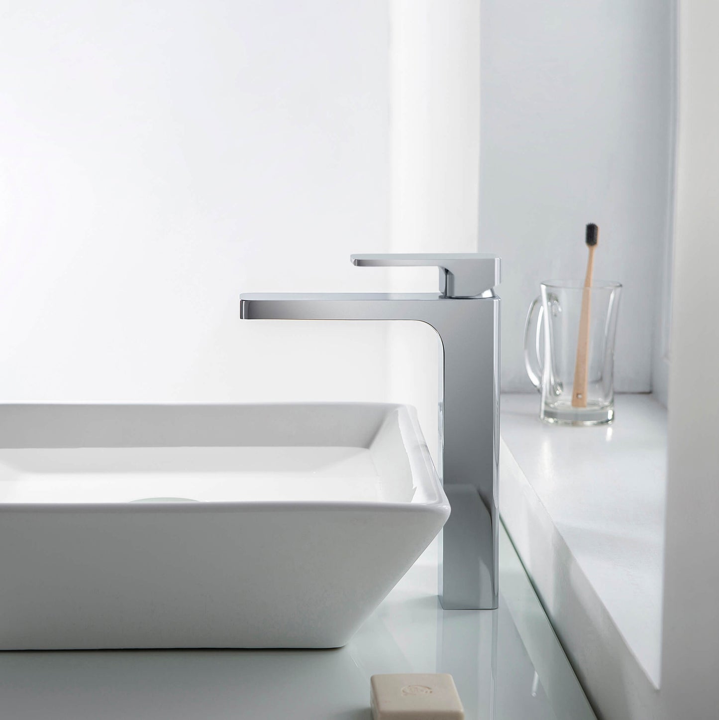 Fusion Single Handle Bathroom Vessel Sink Faucet with Pop Up Drain