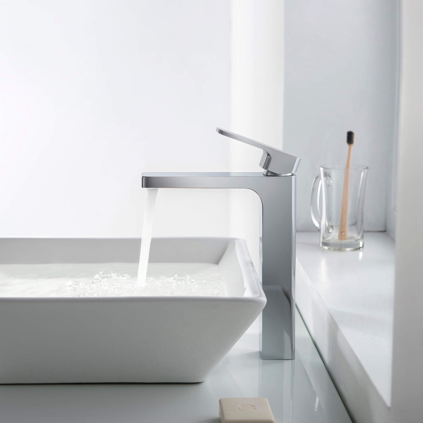 Fusion Single Handle Bathroom Vessel Sink Faucet with Pop Up Drain