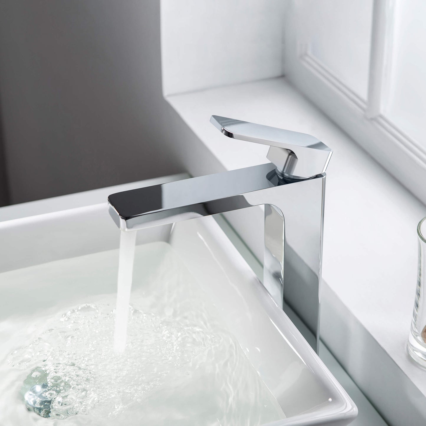 Fusion Single Handle Bathroom Vessel Sink Faucet with Pop Up Drain