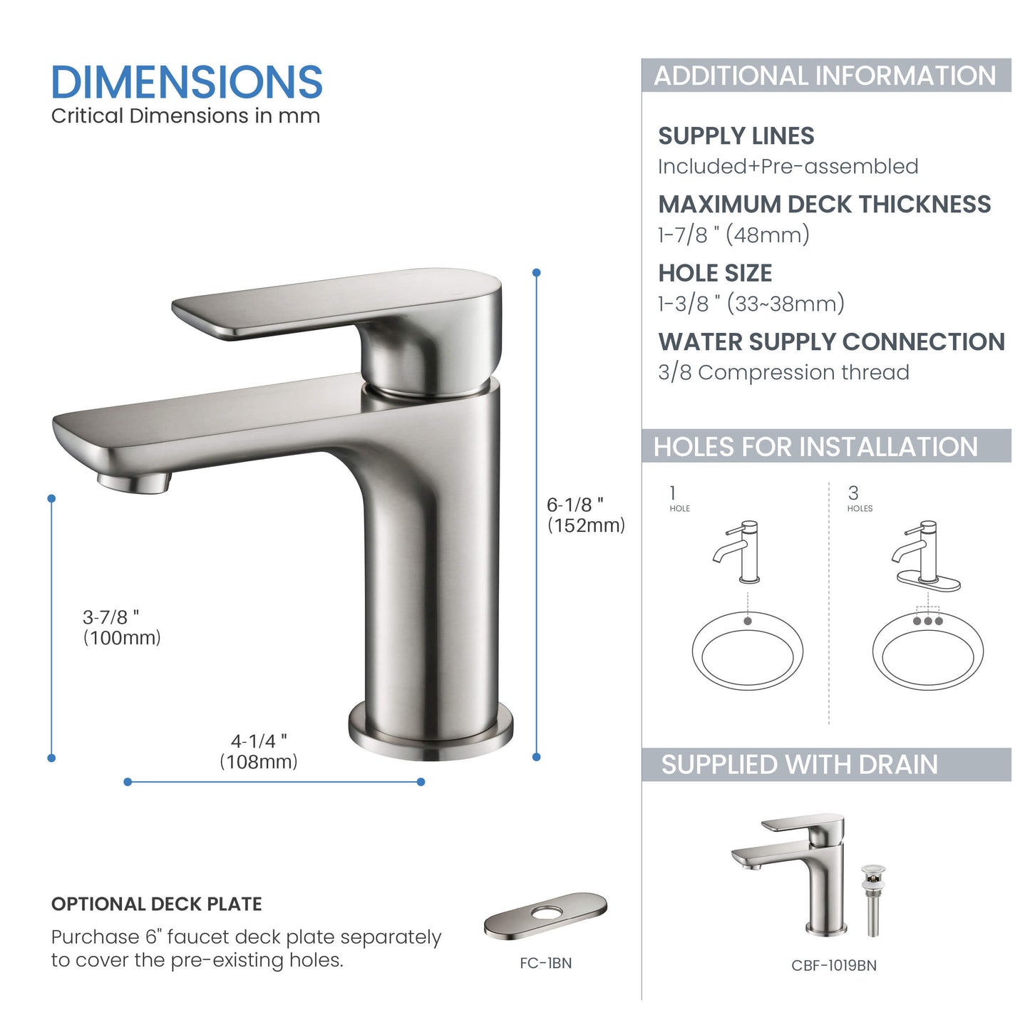Austin Single Handle Bathroom Vanity Sink Faucet with Pop Up Drain