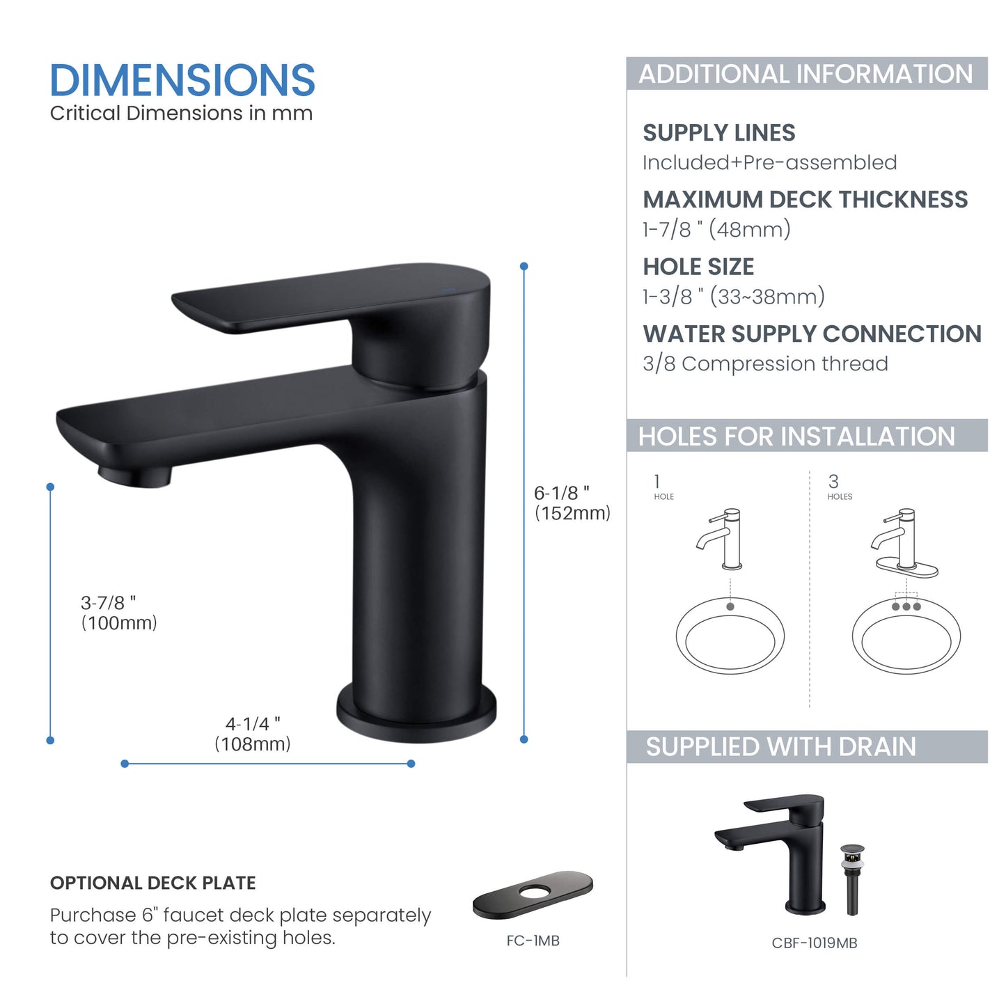 Austin Single Handle Bathroom Vanity Sink Faucet with Pop Up Drain