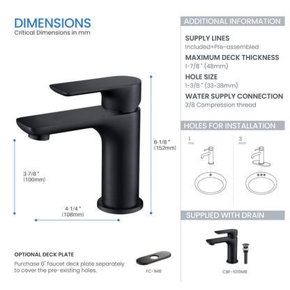 Austin Single Handle Bathroom Vanity Sink Faucet with Pop Up Drain