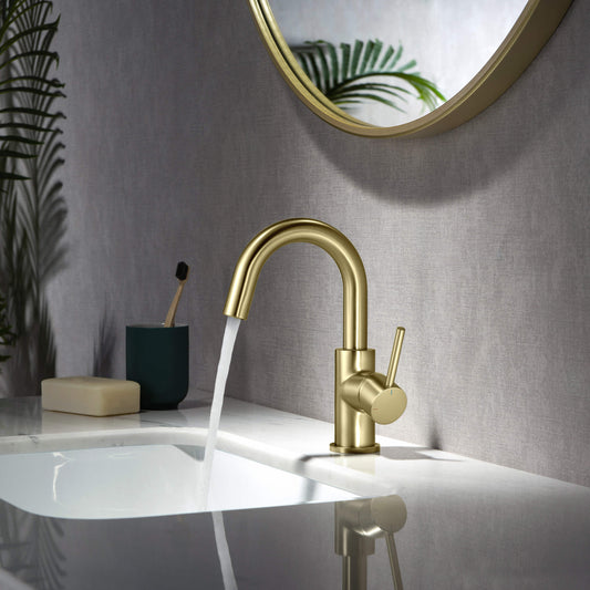 Halo Single Handle High-Arc Bathroom Sink Faucet with Pop Up Drain