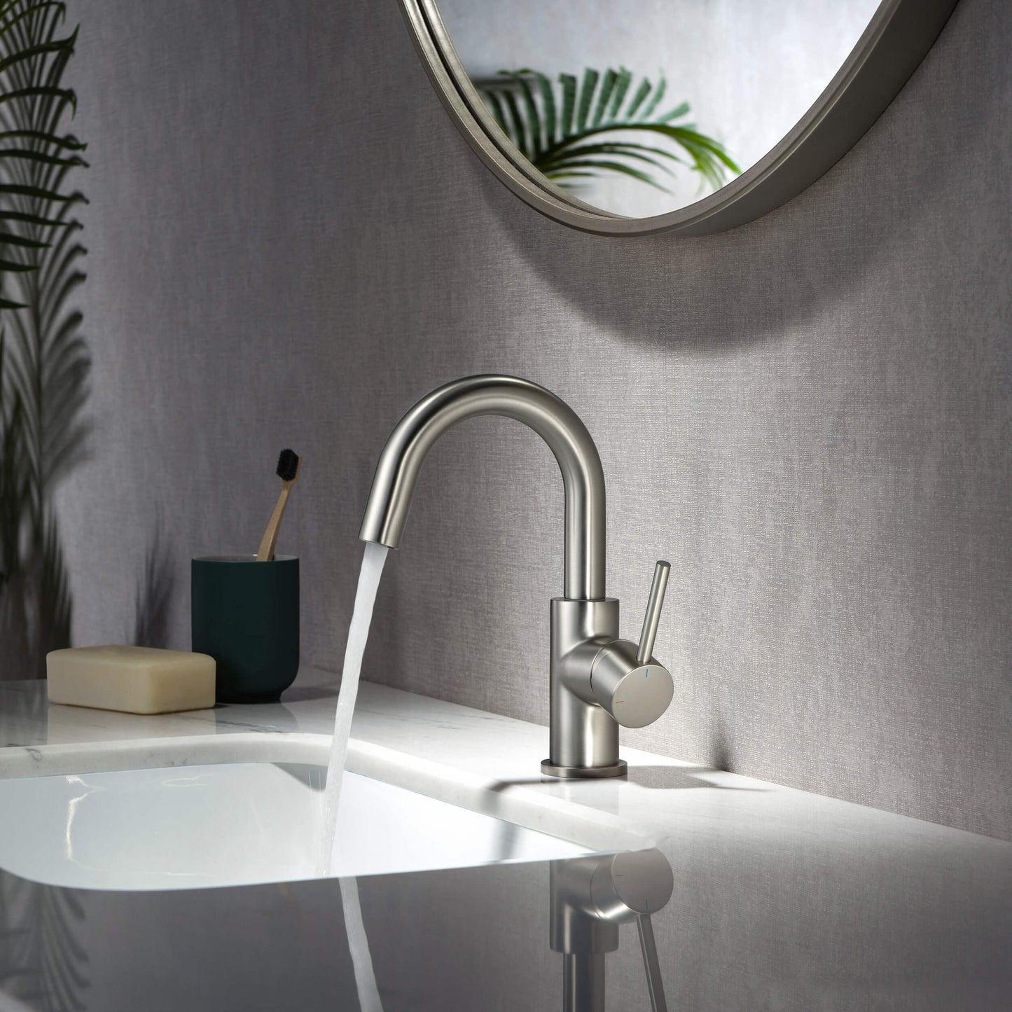 Halo Single Handle High-Arc Bathroom Sink Faucet with Pop Up Drain