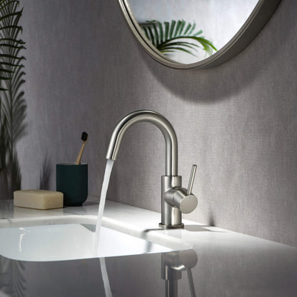 Halo Single Handle High-Arc Bathroom Sink Faucet with Pop Up Drain