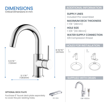 Halo Single Handle High-Arc Bathroom Sink Faucet with Pop Up Drain