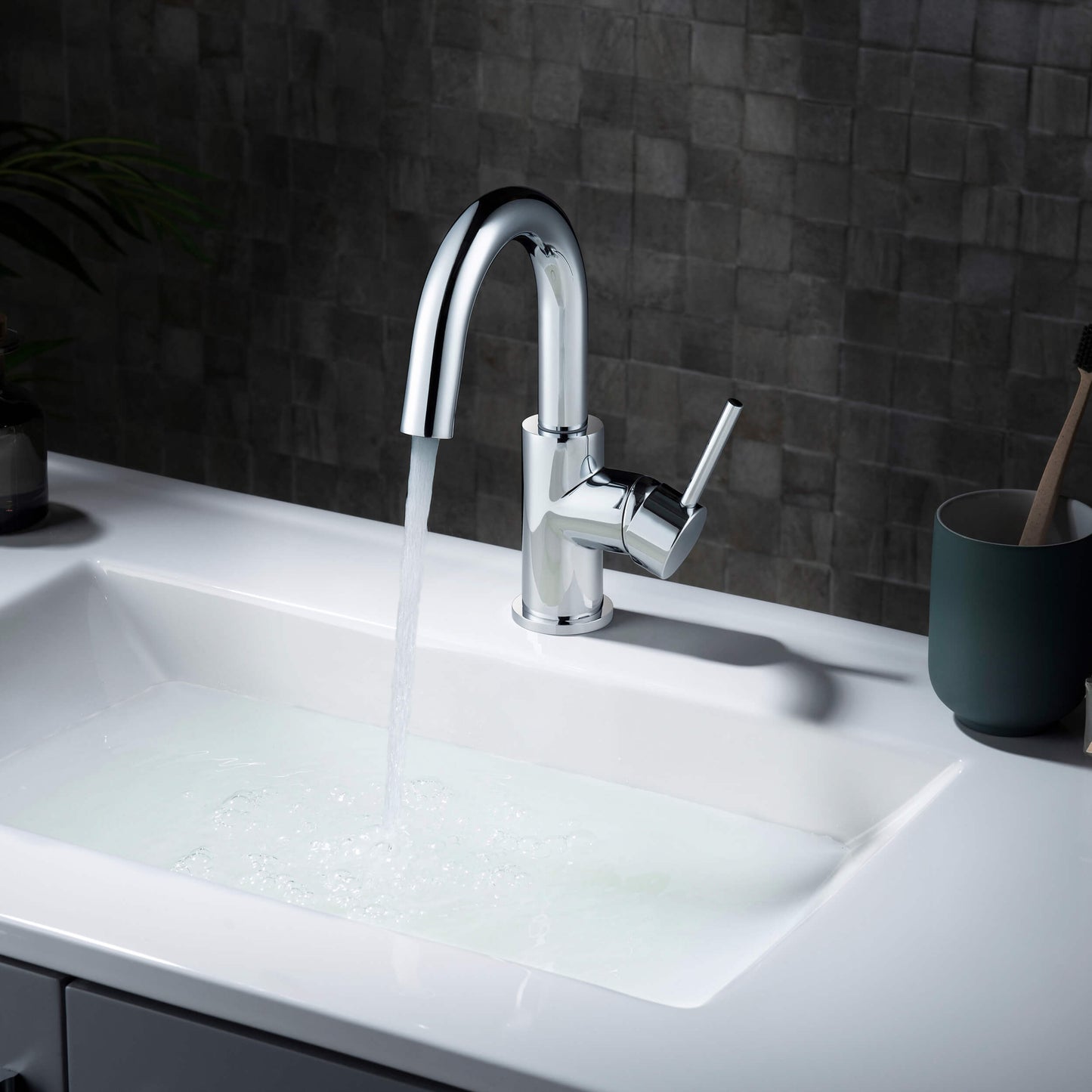 Halo Single Handle High-Arc Bathroom Sink Faucet with Pop Up Drain