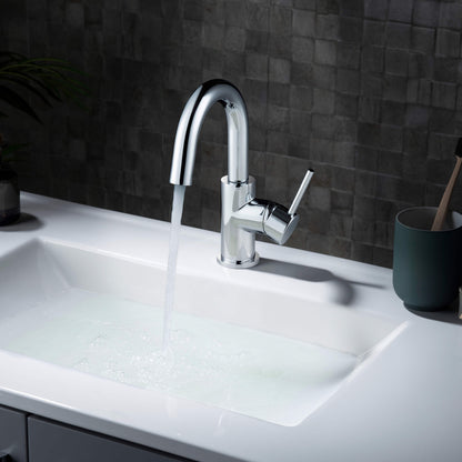 Halo Single Handle High-Arc Bathroom Sink Faucet with Pop Up Drain