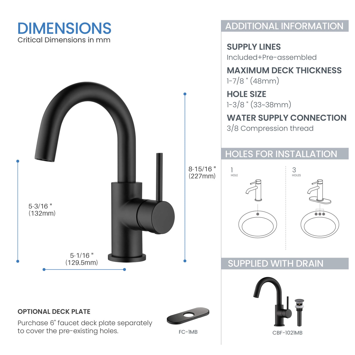 Halo Single Handle High-Arc Bathroom Sink Faucet with Pop Up Drain