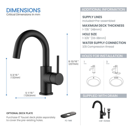 Halo Single Handle High-Arc Bathroom Sink Faucet with Pop Up Drain