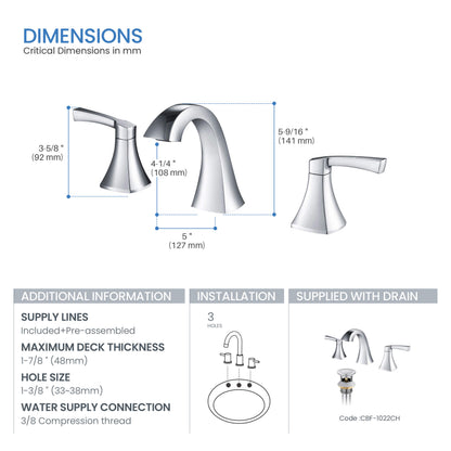 Vermont 8" Widespread Bathroom Sink Faucet with Drain Assembly