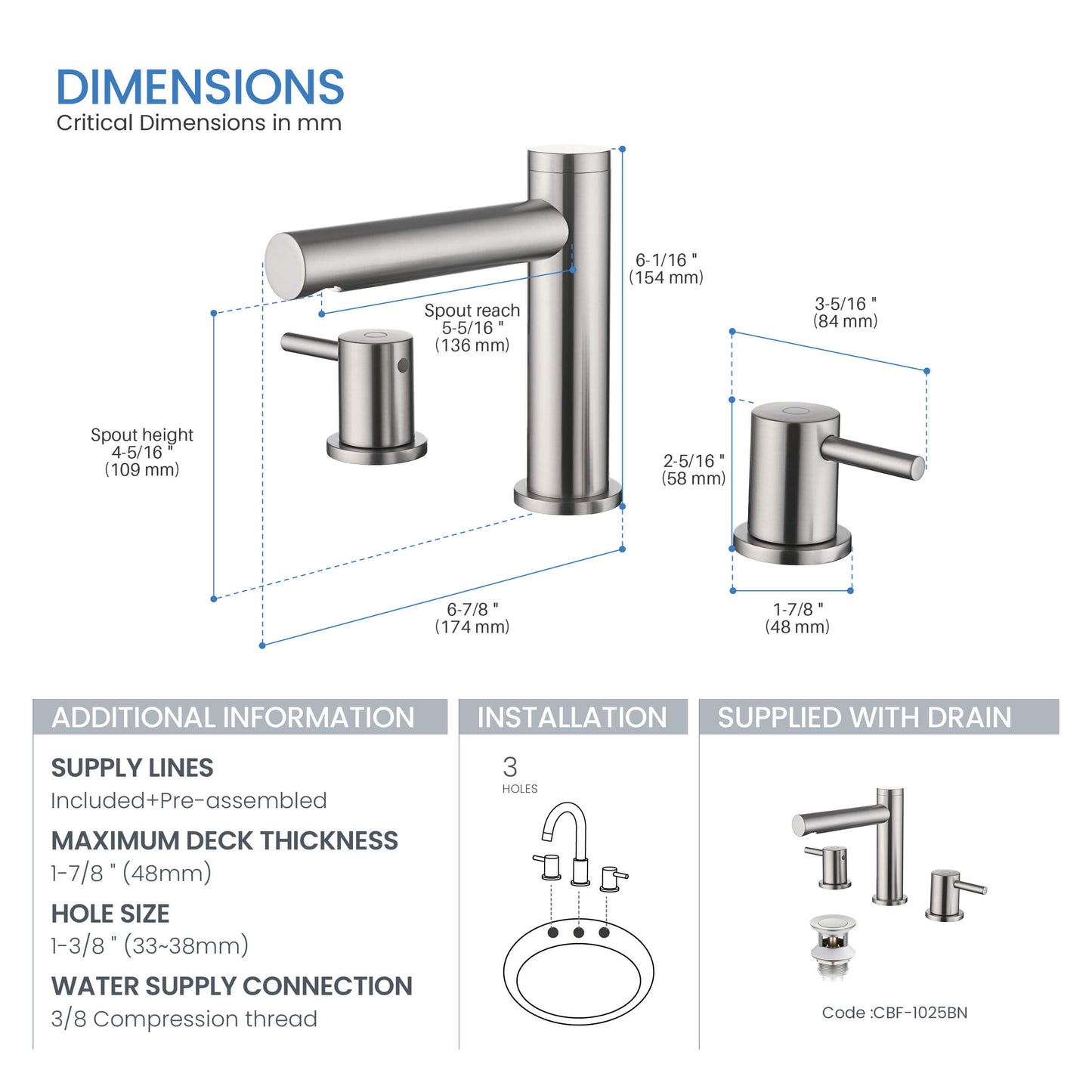 Halo 8" Widespread Bathroom Sink Faucet with Drain Assembly
