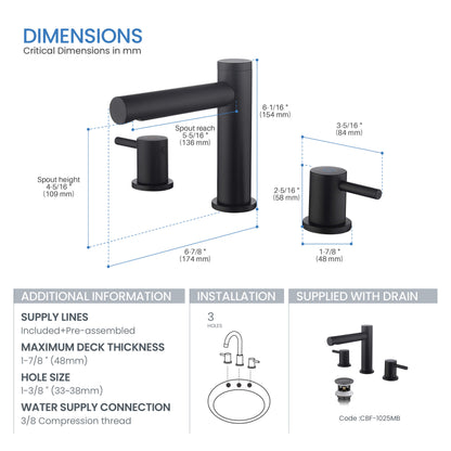Halo 8" Widespread Bathroom Sink Faucet with Drain Assembly