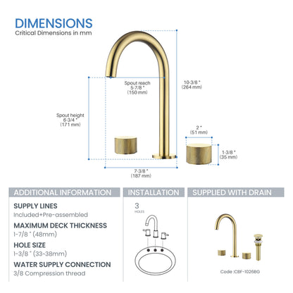 Verona 8" Widespread Bathroom Sink Faucet with Drain Assembly