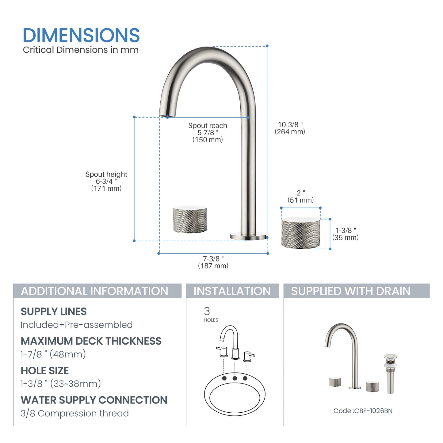 Verona 8" Widespread Bathroom Sink Faucet with Drain Assembly