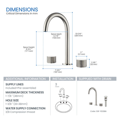 Verona 8" Widespread Bathroom Sink Faucet with Drain Assembly