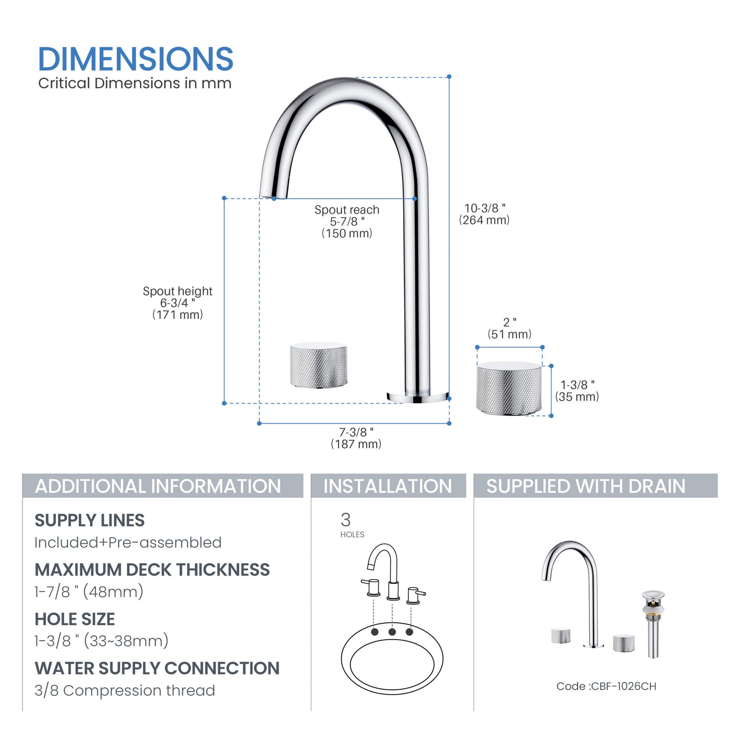 Verona 8" Widespread Bathroom Sink Faucet with Drain Assembly
