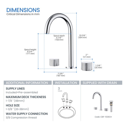Verona 8" Widespread Bathroom Sink Faucet with Drain Assembly