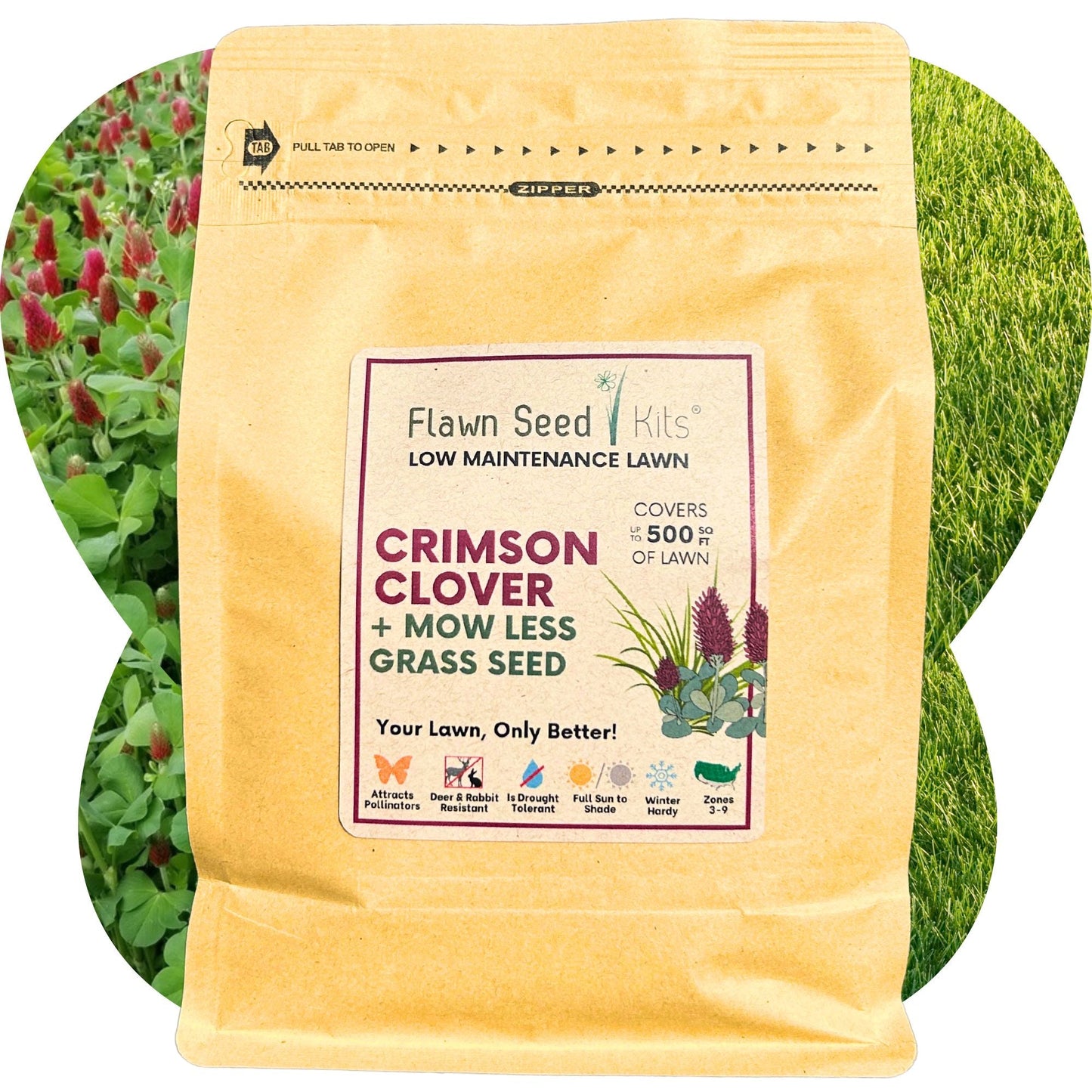 Crimson Clover + Mow Less Grass Seed