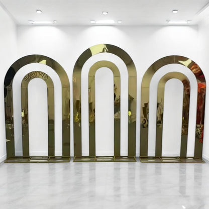 Mirror Arch Backdrop - Shiny Gold Wedding Background Frame