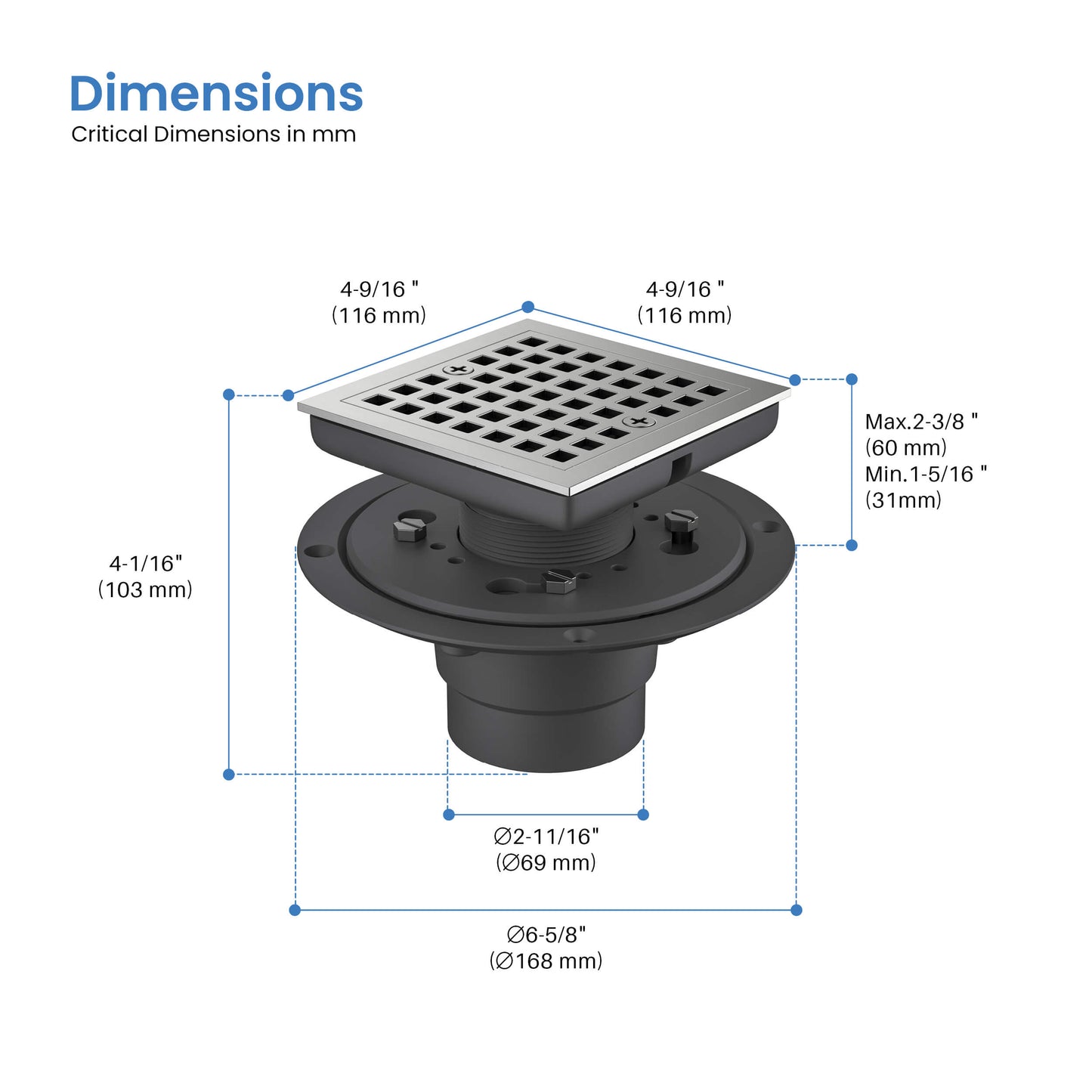 Casa 4" Tile-In Shower Drain