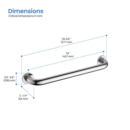 Halo 18" Stainless Steel Bathroom Safety Grab Bar