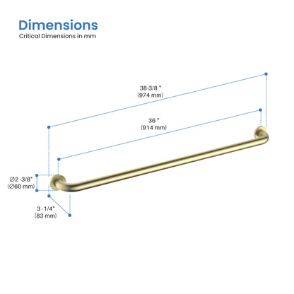 Halo 36" Stainless Steel Bathroom Safety Grab Bar