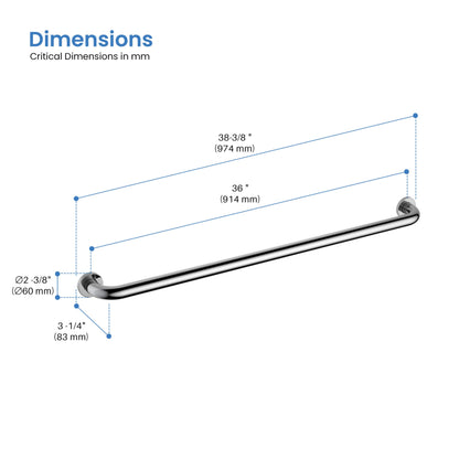 Halo 36" Stainless Steel Bathroom Safety Grab Bar