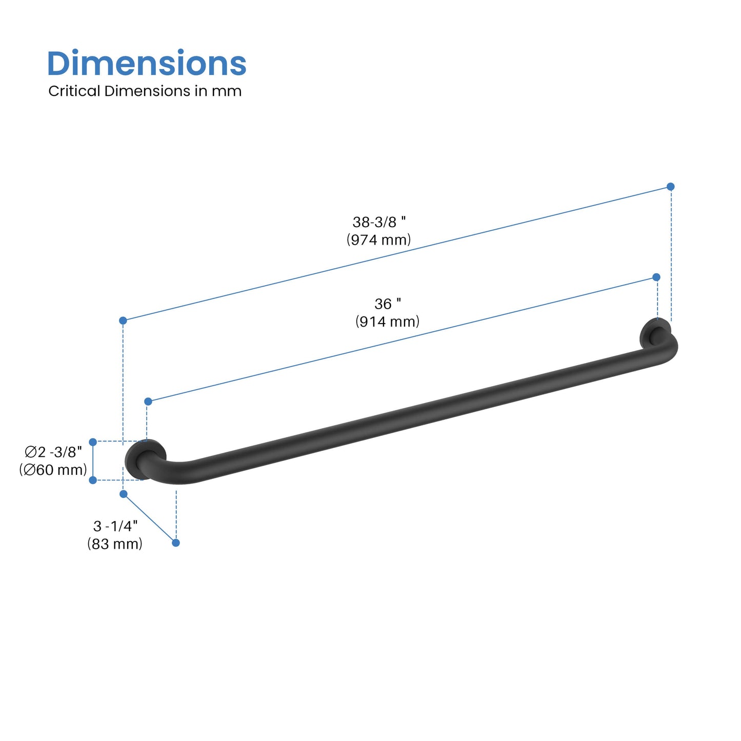 Halo 36" Stainless Steel Bathroom Safety Grab Bar
