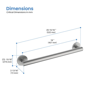 Casa 18" Stainless Steel Bathroom Safety Grab Bar
