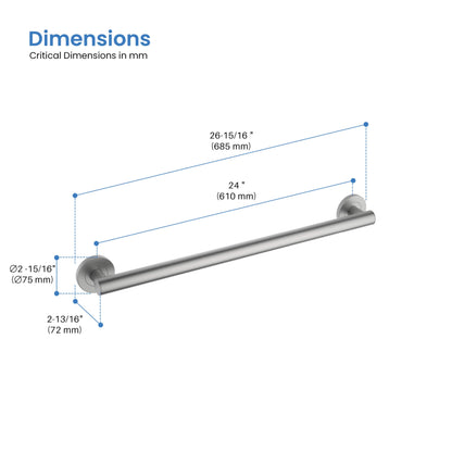 Casa 24" Stainless Steel Bathroom Safety Grab Bar