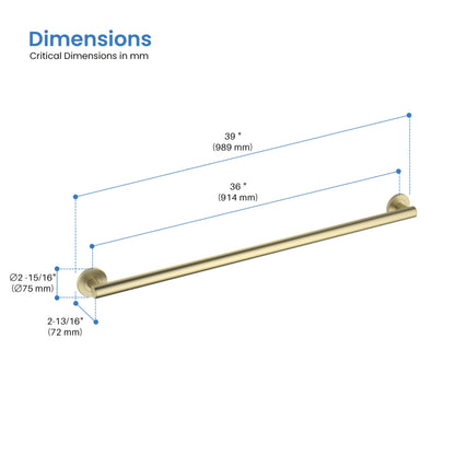 Casa 36" Stainless Steel Bathroom Safety Grab Bar