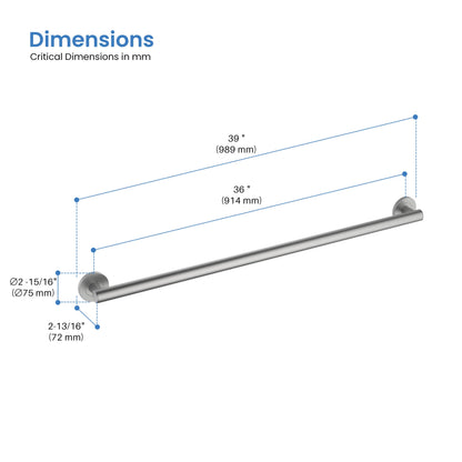 Casa 36" Stainless Steel Bathroom Safety Grab Bar