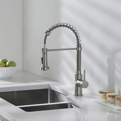 Genova Commercial Style Single Handle Pull Down Kitchen Sink Faucet