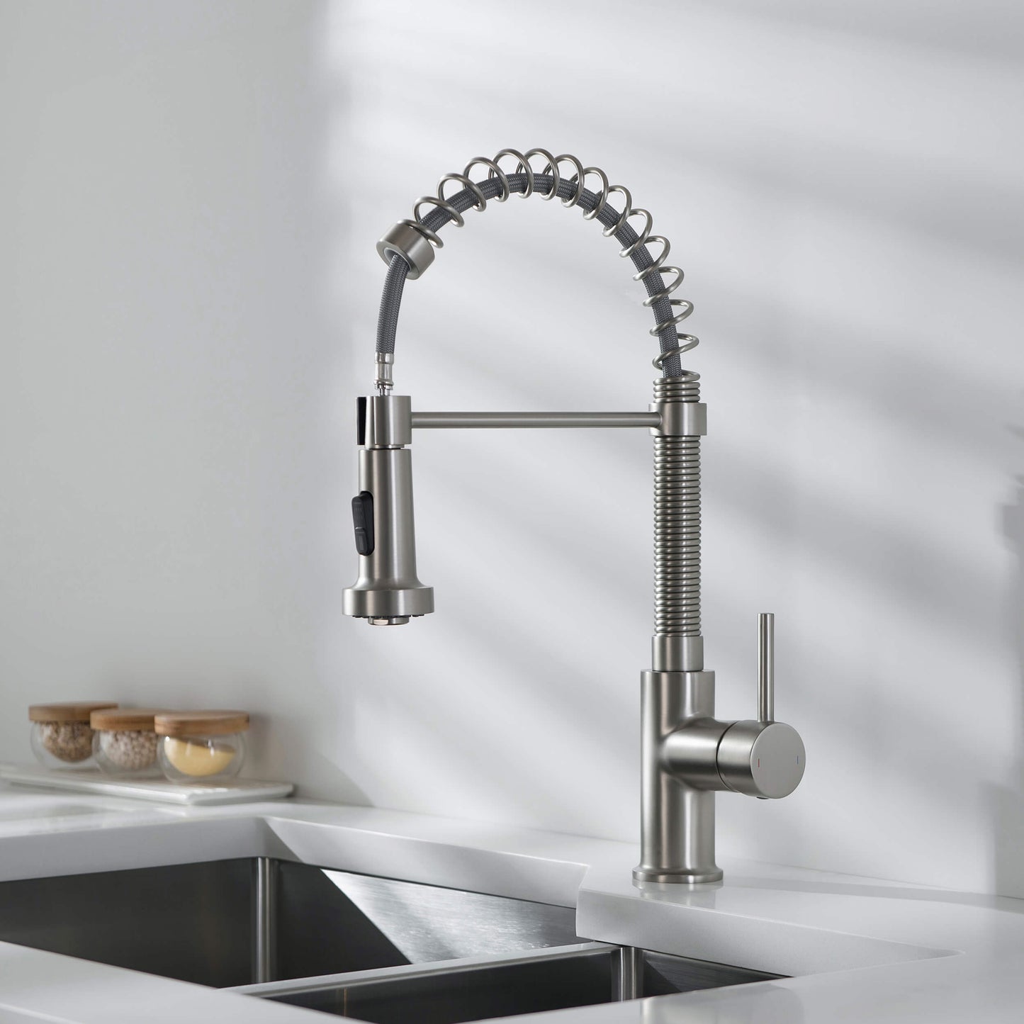 Genova Commercial Style Single Handle Pull Down Kitchen Sink Faucet
