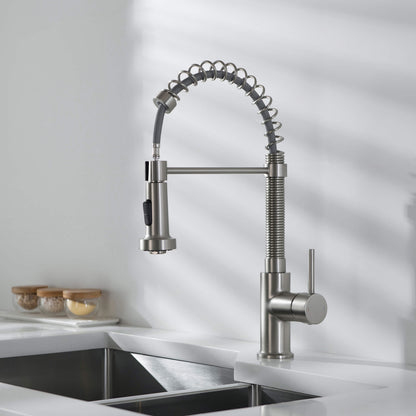Genova Commercial Style Single Handle Pull Down Kitchen Sink Faucet