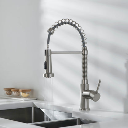 Genova Commercial Style Single Handle Pull Down Kitchen Sink Faucet