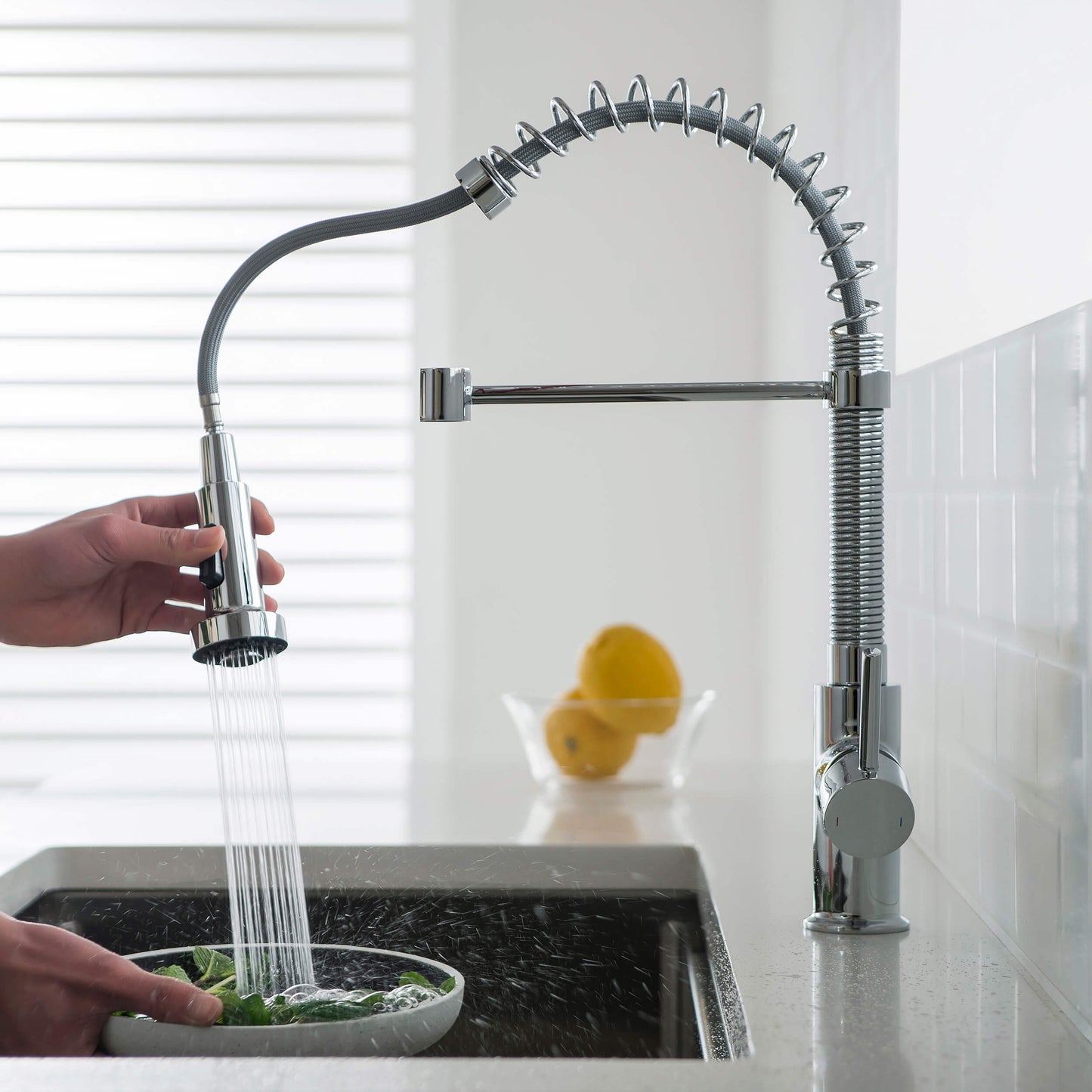 Genova Commercial Style Single Handle Pull Down Kitchen Sink Faucet