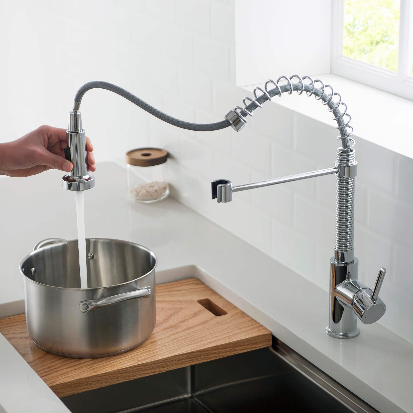 Genova Commercial Style Single Handle Pull Down Kitchen Sink Faucet
