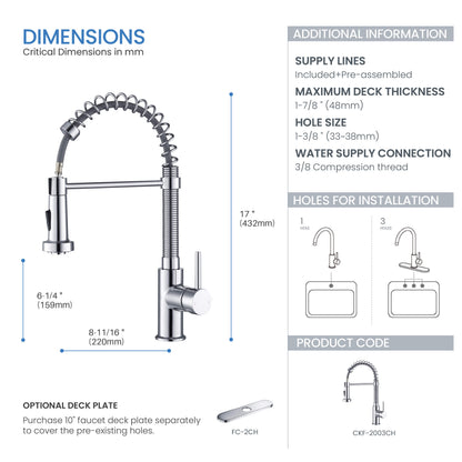 Genova Commercial Style Single Handle Pull Down Kitchen Sink Faucet