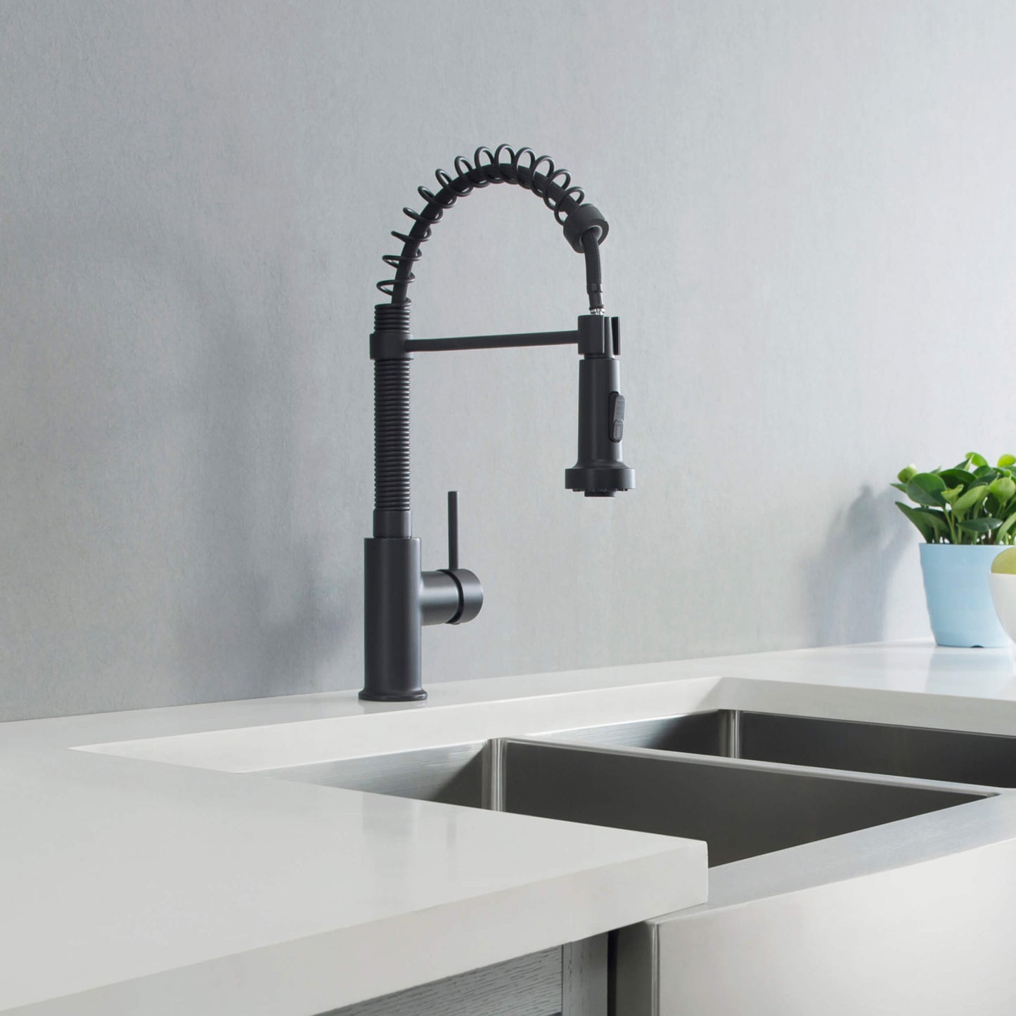 Genova Commercial Style Single Handle Pull Down Kitchen Sink Faucet