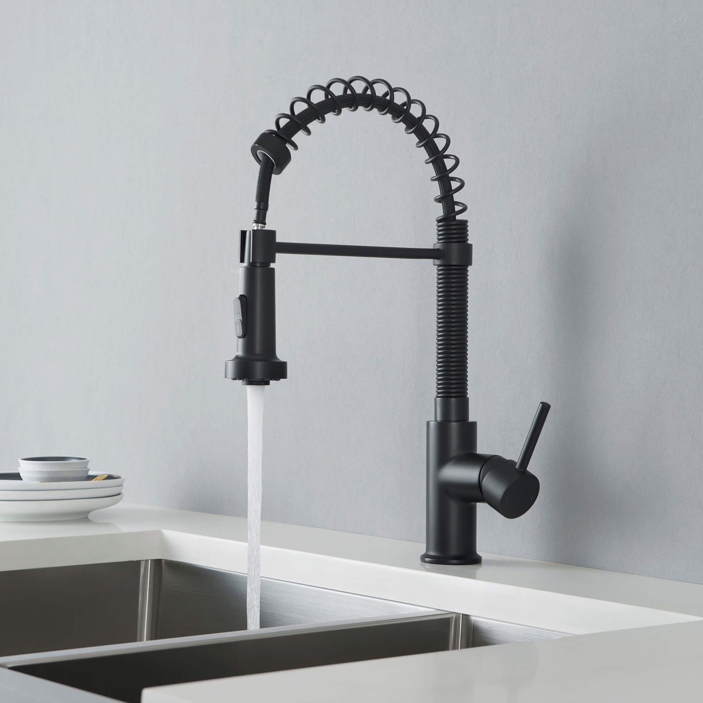 Genova Commercial Style Single Handle Pull Down Kitchen Sink Faucet