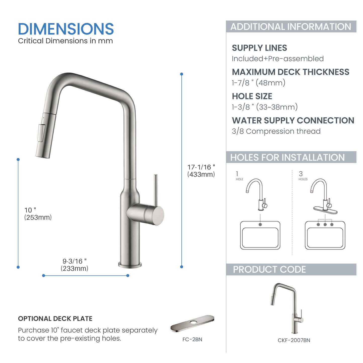 Tampa Single Handle Pull Down Kitchen Sink Faucet