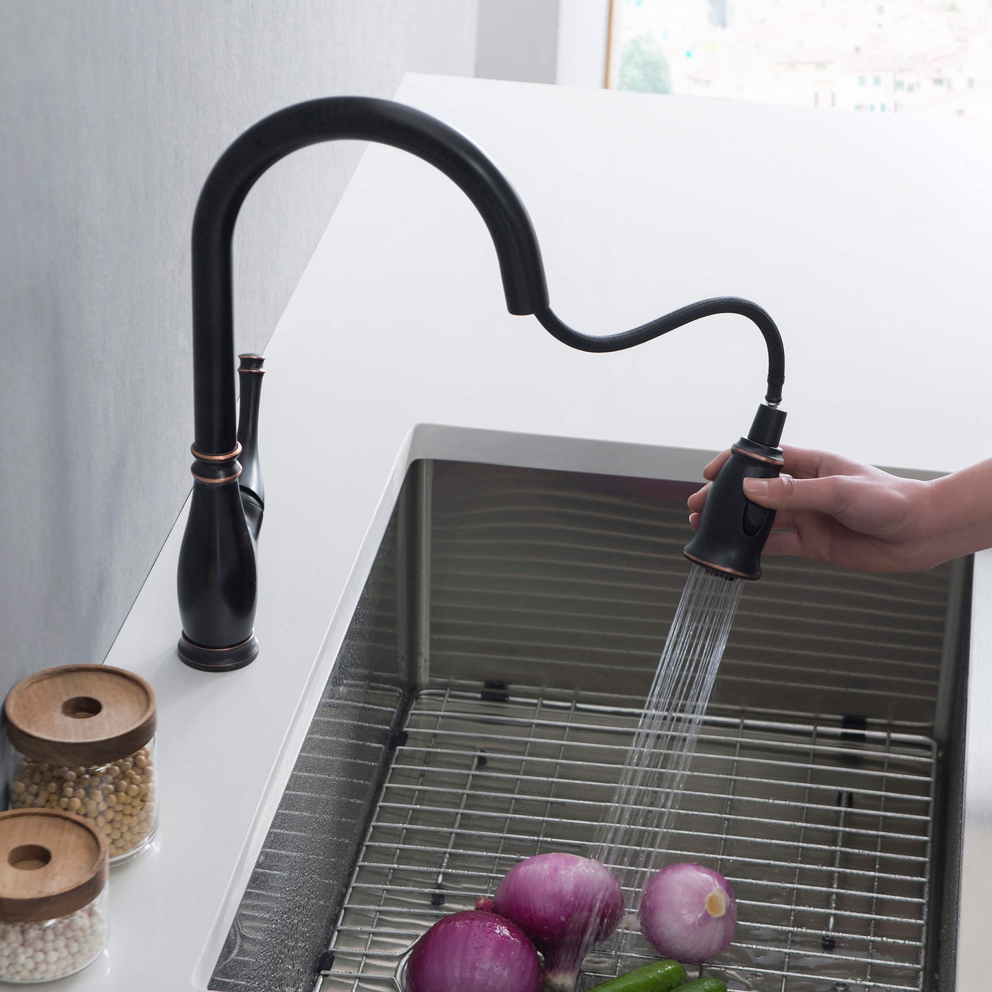 Omaha Single Handle Pull Down Kitchen Sink Faucet