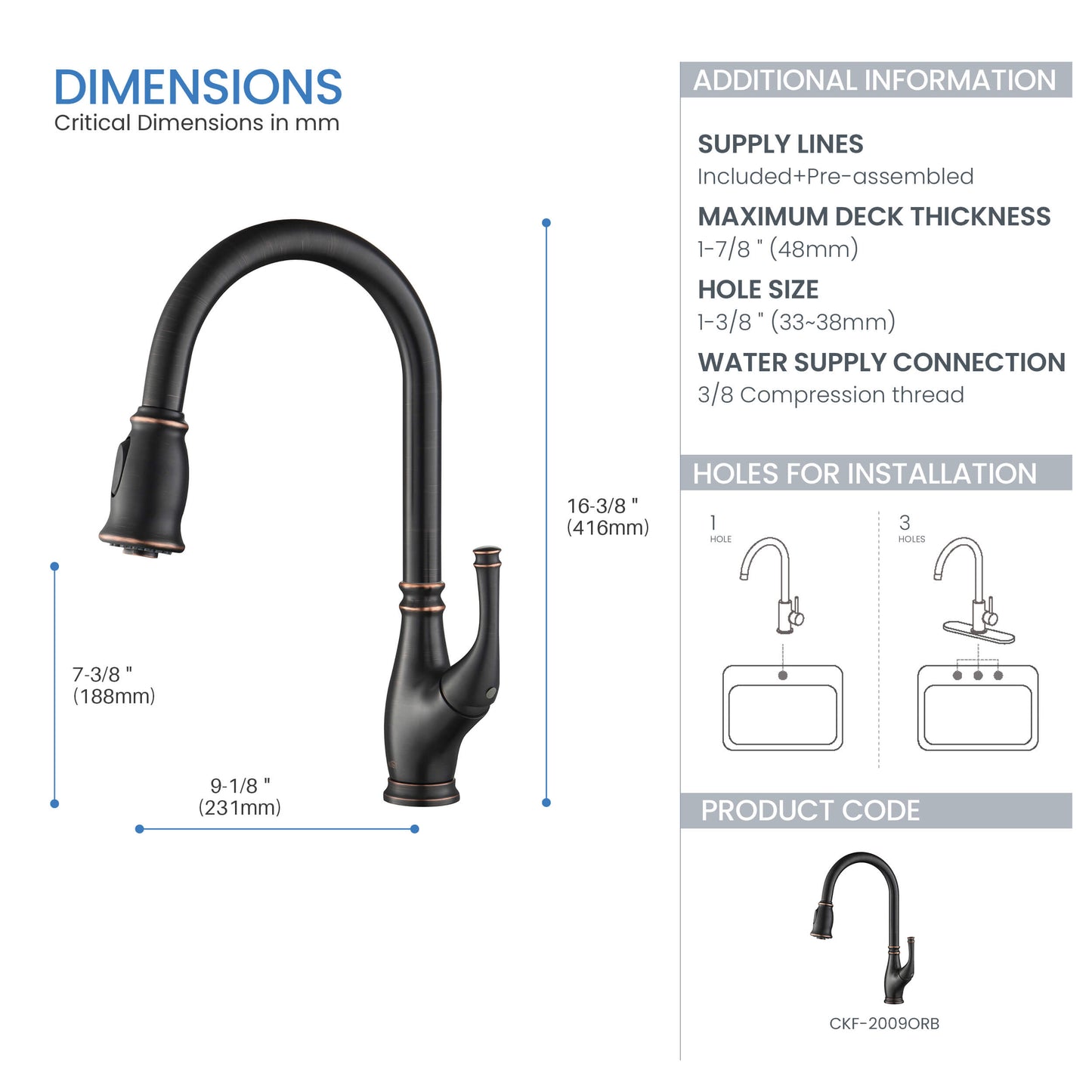 Omaha Single Handle Pull Down Kitchen Sink Faucet