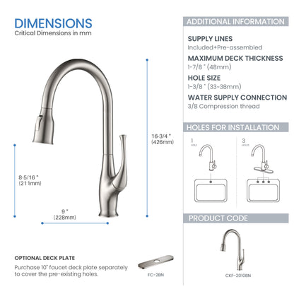 Kansas Single Handle Pull Down Kitchen Sink Faucet