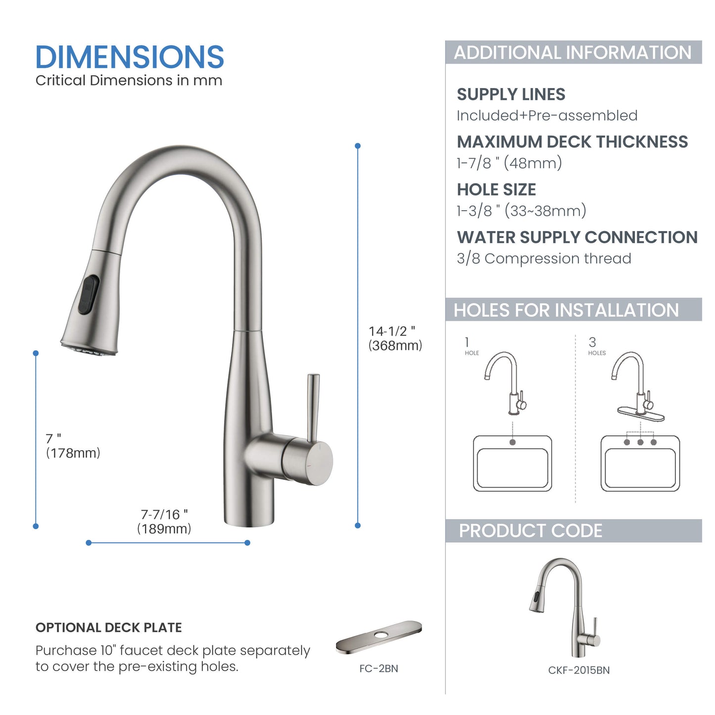 Plano Single Handle Pull Down Kitchen Sink Faucet