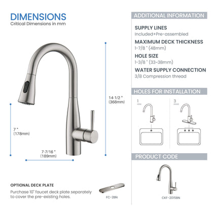 Plano Single Handle Pull Down Kitchen Sink Faucet