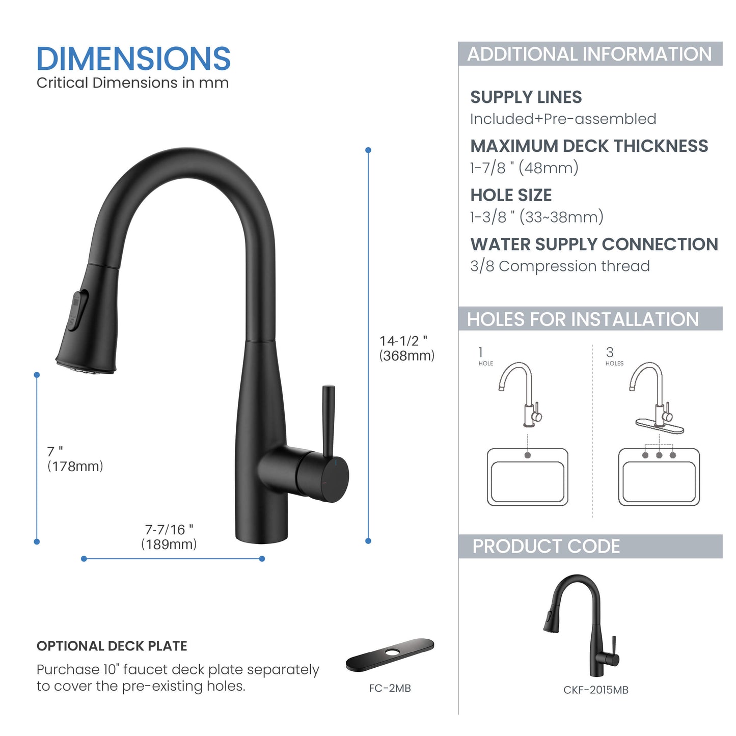 Plano Single Handle Pull Down Kitchen Sink Faucet