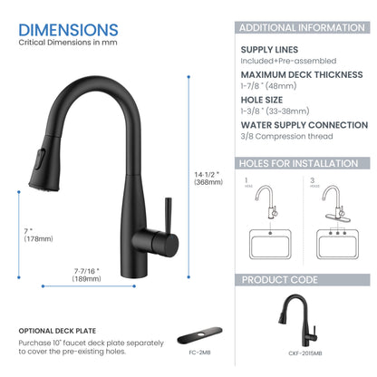 Plano Single Handle Pull Down Kitchen Sink Faucet